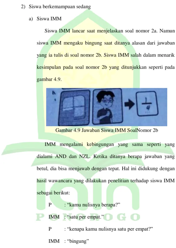 Gambar 4.9 Jawaban Siswa IMM SoalNomor 2b 