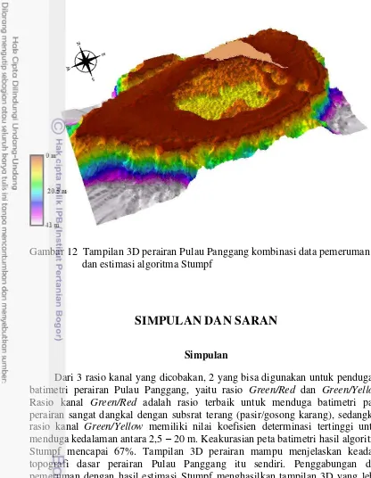 Gambar 12  Tampilan 3D perairan Pulau Panggang kombinasi data pemeruman 