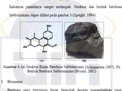 Gambar 3. (a) Struktur Kimia Batubara Subbituminus (Schumacher,1997), (b) 