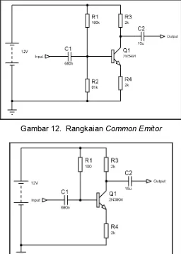 Gambar 14.  Rangkaian transistor dengan bias pembagi tegangan 