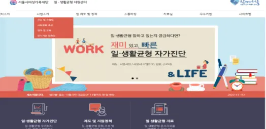 [그림  2-1] 서울시  일·생활균형  지원센터  홈페이지