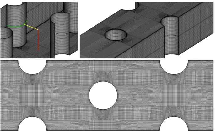 Fig. 4 The structured mesh and the lines used to display the results.  