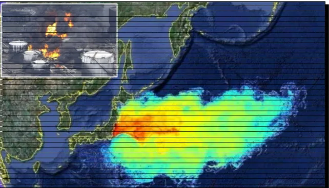그림  3.  후쿠시마  원전사고  직후  오염물질  확산  모델링  결과(NOAA).