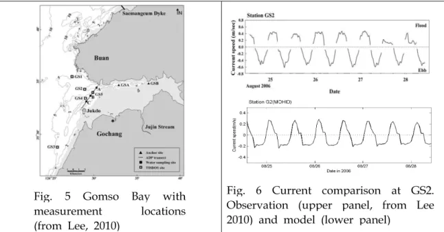 Fig. 5 Gomso Bay with measurement locations (from Lee, 2010)
