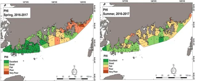 Figure 3-2-7. Results in Plankton Health Index (PHI) in southern coastal waters in  2016-2017.
