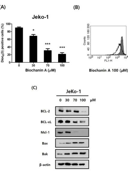 Figure  9.  Disruption  of  the  mitochondrial  membrane  potential(Δψ m )  by  Biochanin A.