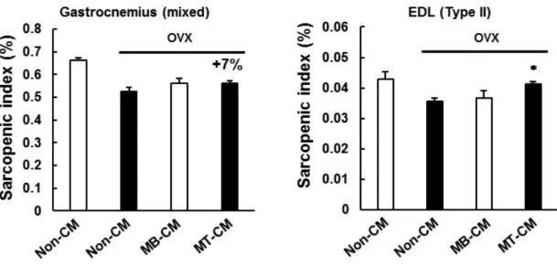 Figure 1. Muscle-derived factors increase muscle mass in mice.