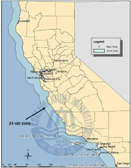 그림 선박의 연료유 황함유량 규제 해역 미국 캘리포니아주