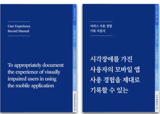 Figure 15. user experience record manual covers English version(left), Korean version(right)