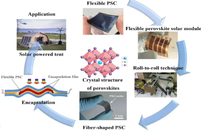 Figure 2.19. The development of flexible perovskite solar cell devices for various special application