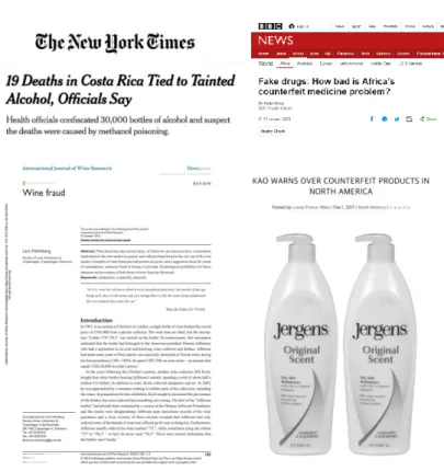 Figure 1.1 Example of counterfeit product damage in newspaper, journal, and advertising 