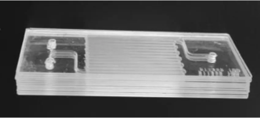 Figure 3. A photograph of the ten-layer, pile-up glass microreactor [22] 
