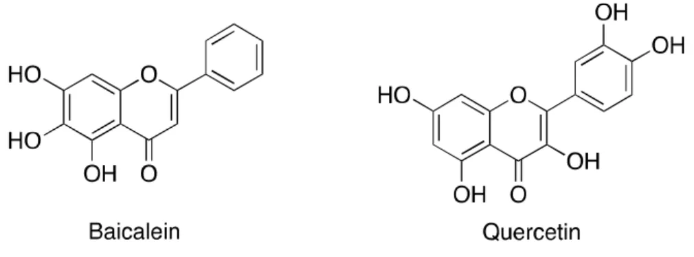Figure 2.2. The structure of baicalein and quercetin