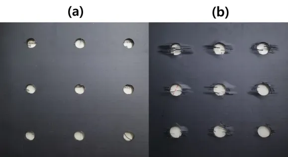 Figure  3-10. Types of delamination: (a)Peel-up  delamination at entering surface, and (b)Push-out  delamination at exit surface of drilled hole 