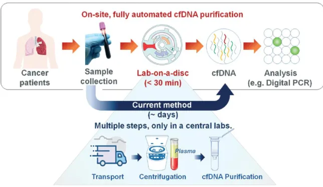 Figure 2.1. Schematic illustration showing workflow of cfDNA-based liquid biopsy   