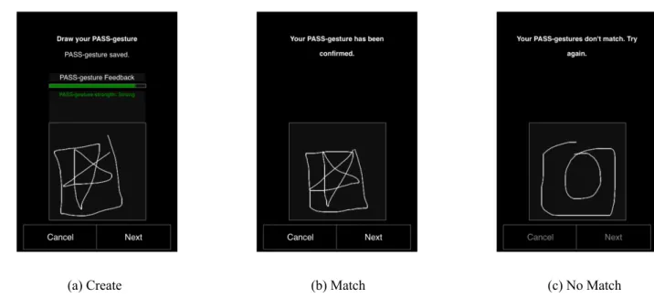Fig 10. The figure illustrates example screens of the second study running on smartphone