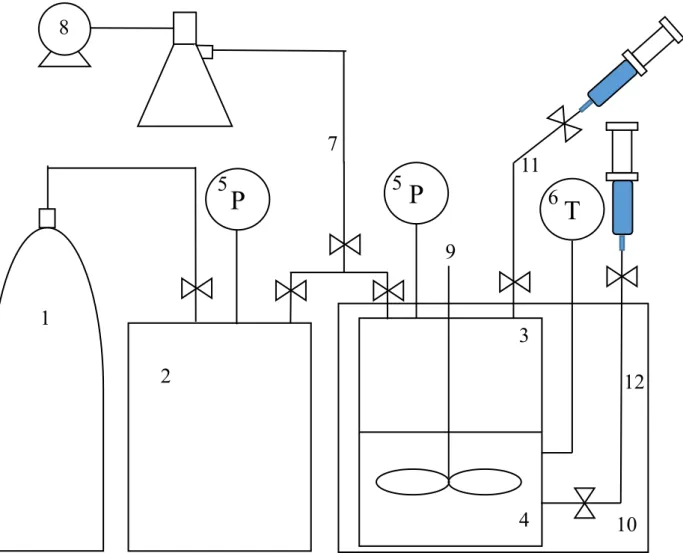 Fig. 7 Schematic diagram of the reactor used in the experiment  1. Gas container 2. Gas chamber 3