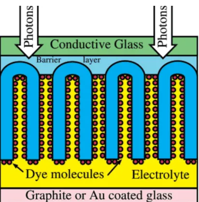 Figure 9. Integration of transparent nanotube array architecture into DSSC. 