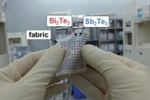 Figure 1.18 Photograph of Bi 2 Te 3  and Sb 2 Te 3  dots on a glass fabric of 40 mm X 40 mm