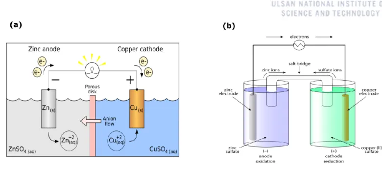 Figure 1.2 Schematic illustrations of (a) Galvanic cell (b) Daniel cell. 