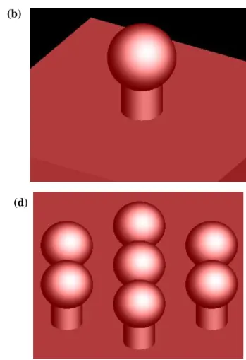 Fig. 2-2 (a) Unit cell of square lattice of ITO        (b) Square lattice structure            (c) Unit cell of hexagonal lattice of ITO            (d) Hexagonal lattice structure 