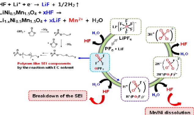 Figure 5. Procedure of HF generated by hydrolysis of LiPF 6  salt. 