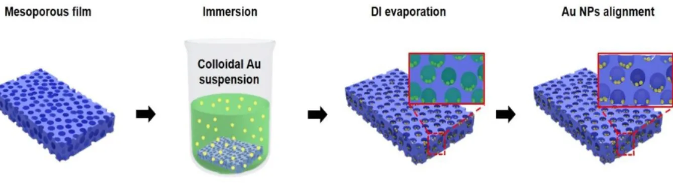 Figure 15. The schematic fabrication process of the Au NPs embedded mesoporous films. 