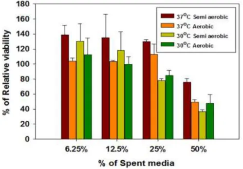 Fig 2.2 Viability of NuLi-1 cells after treatment of Y. pseudotuberculosis ATCC 29833 spent media