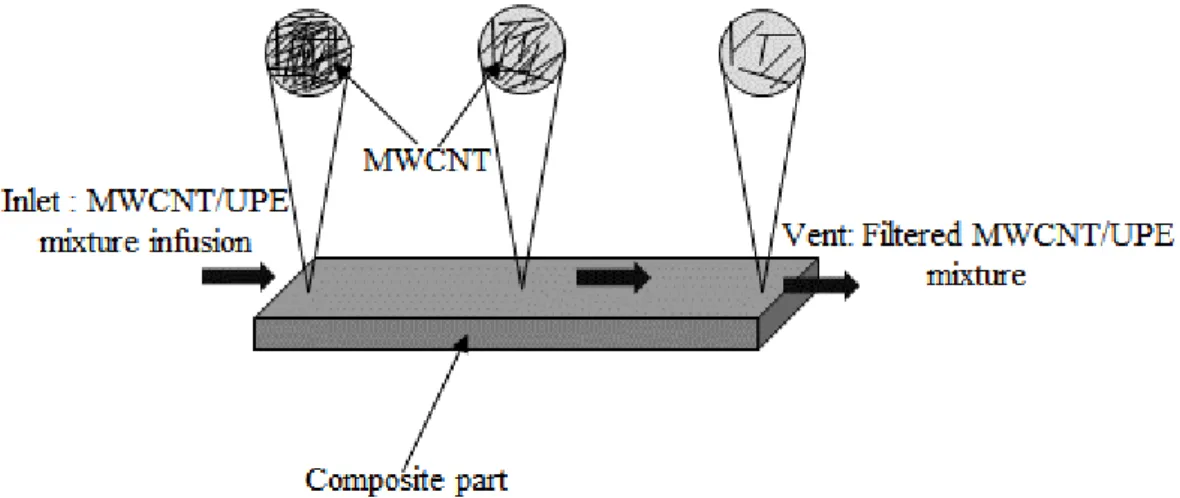 Fig.  1.2.  Illustration  of  inhomogeneous  microstructure  due  to  filtration  of  MWCNT