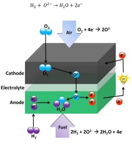Figure 1.2    Schematic illustration of SOFC operation. 