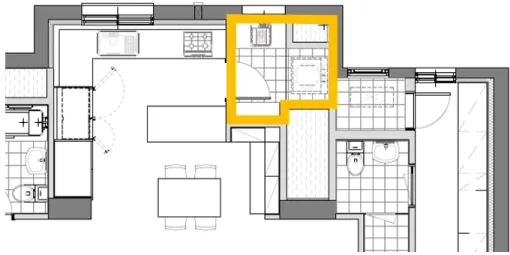 Figure 2. 2.    Balcony floor plan designed for service area as  laundry room and auxiliary kitchen 
