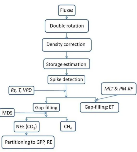 Figure  2.4.  Flowchart of  data processing of  GRK site EC fluxes  adopted from  standardized     