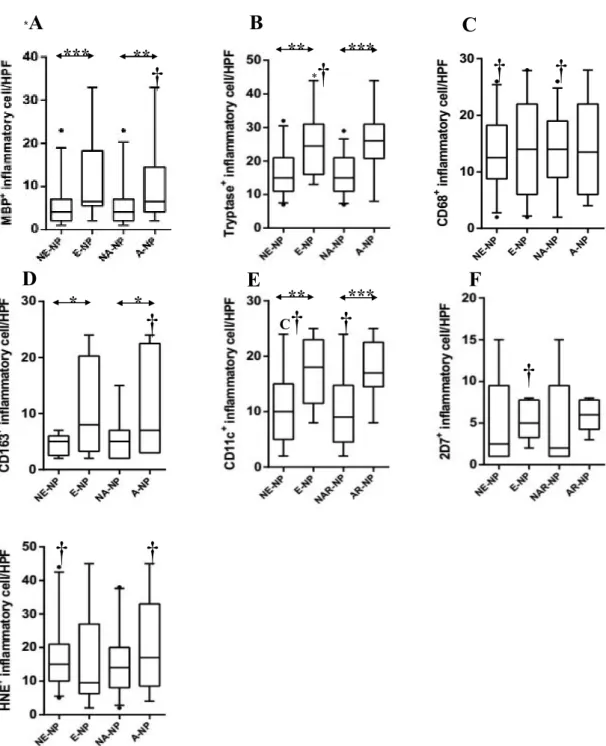 Figure  3.  Distribution  of  innate  immune  cells  according  to  clinicohistologic  parameter