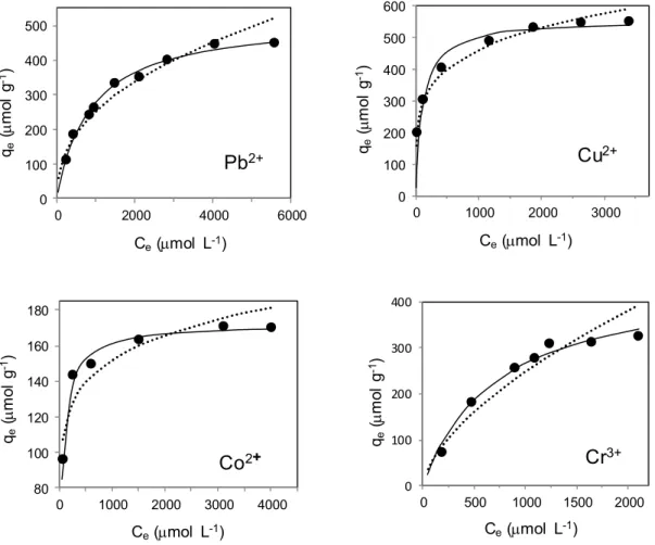 Figure 2-4 Adsorption isotherms for various heavy metal ions on enzymatically  synthesized poly(m-PDA).