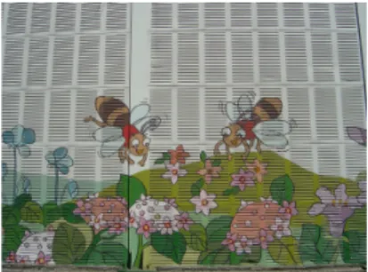 그림  12>제작  당시의  ‘수창초교방음벽  벽화’