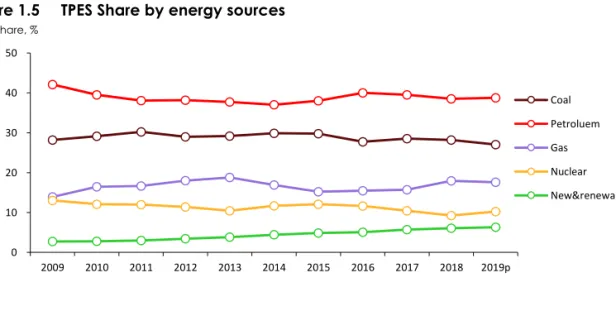 Figure 1.5  TPES Share by energy sources  