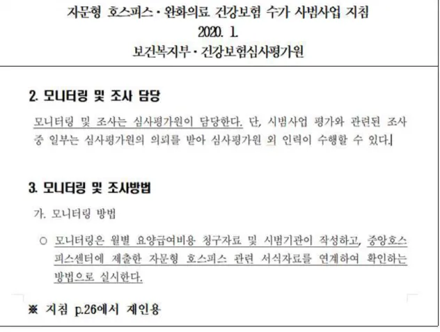 [그림  10] 자문형호스피스·완화의료  관련  시범사업  지침