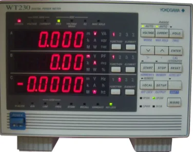 Fig.  2.8은  본  실험에서  사용한  전력적산계(Yokogawa-WT230)를  나타내고  있으며  전력적산계의 자세한 사양을 Table 2.5에 나타내었다.