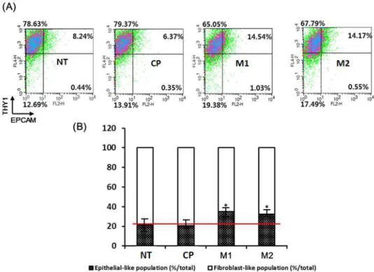 Figure  2.  Flow  cytometry  assay  to  identify  the  population  of  epithelial-like  cells  and  mesenchymal-like  cells