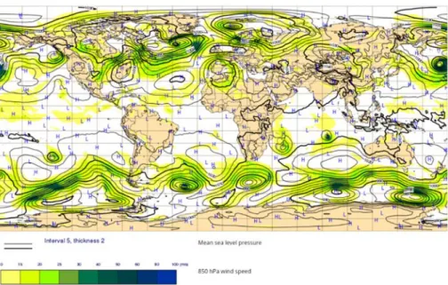 Figure 6 Mean sea level and wind speed at January. 7, 2017 provided by ECMWF 