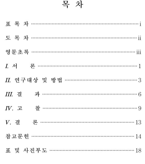 표 목 목 목 차 차 차 · · · · · · · · · · · · · · · · · · · · · · · · · · · · · · · · · · · · · · · · · · · · · · · · · · · · · · · · · · · · · · · · · · · · · · · · ·i 도