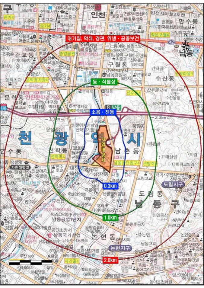 그림  평가항목별  대상지역  설정도