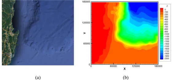 Fig.  9 Comparison  between  (a)  satellite  view  and  (b)  topography  data  in  top  view