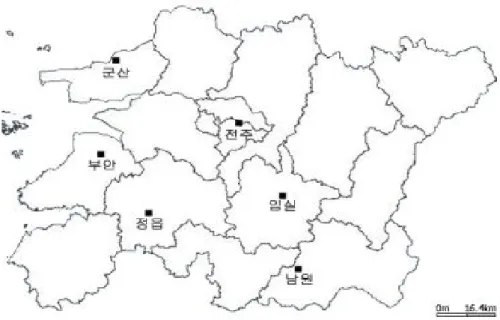 Fig.  1.  Observation  location  of  Jeonbuk  area.