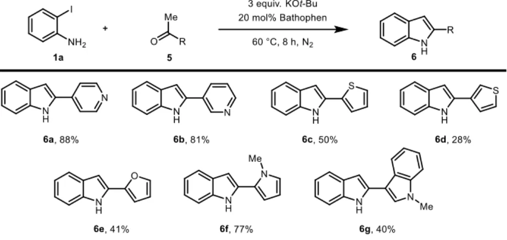 Table 2.7. Scope with ketones containing a heterocycle 