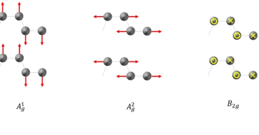 Figure 9. A schematic of the vibration mode of BP atoms in the different  phonon mode [77]
