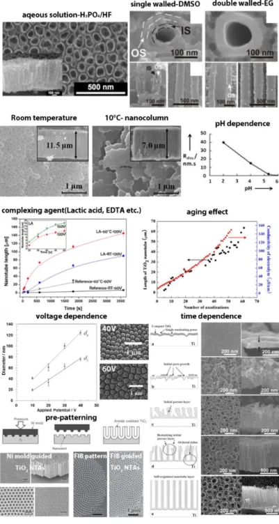 Figure 13. Factors that affect the morphology of TiO 2  nanotube arrays [75, 77, 90,  78, 80, 86, 87] 
