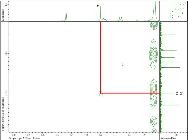 Fig 13. Optimized HMBC spectrum (2 Hz) of compound 2 