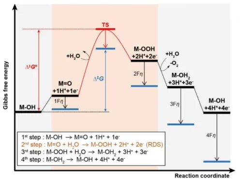 Figure  1.10  Free  energy  diagram  of  typical  electrochemical  oxygen  evolution  reaction