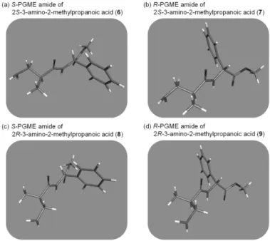 Figure  8.  Energy-minimized  structures  of  S-  and  R-PGME  amides  of  3-amino-2- 3-amino-2-methylpropanoic acids (6–9)